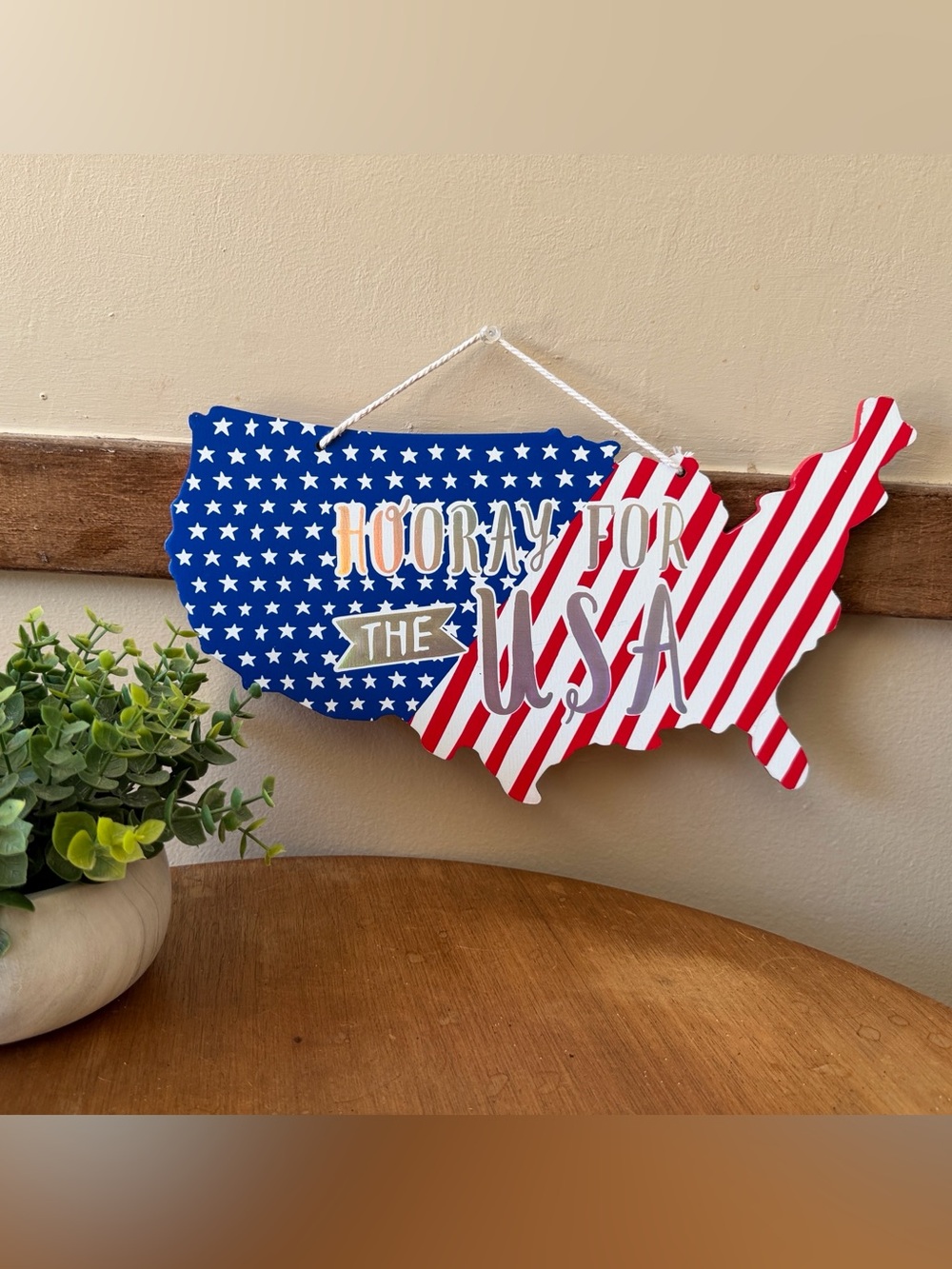 Target Patriotic USA Map Hanging Sign in Red, White & Blue